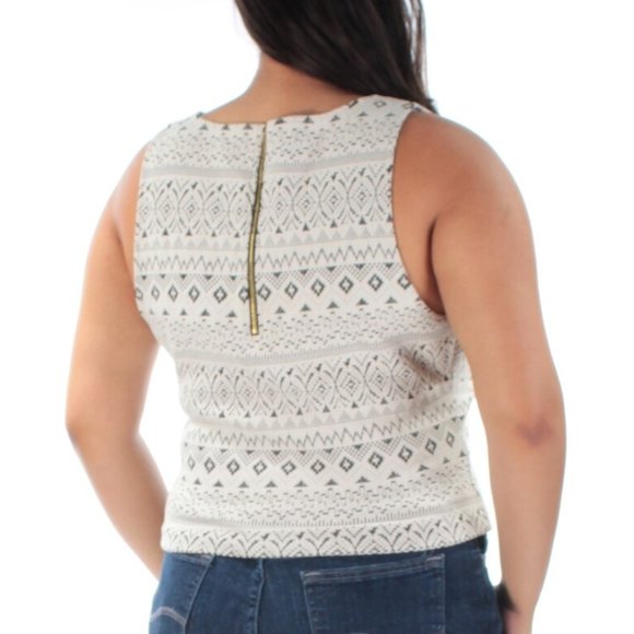 Kensie Ivory & Black Textured Tribal Crop Top, L NWT - Picture 3 of 7